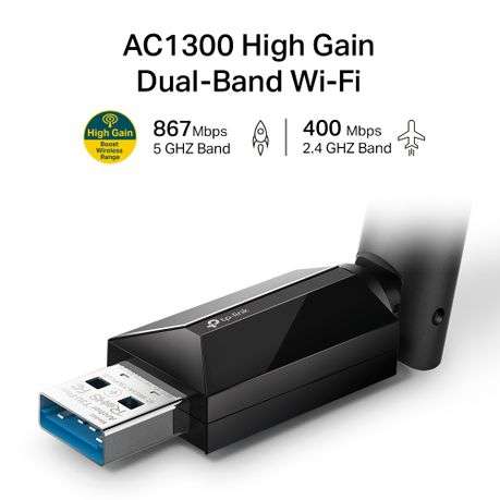 Tp-Link - Archer T3U Plus AC1300 High Gain Wireless Dual-Band USB Adapter - Tp-Link - Archer T3U ...