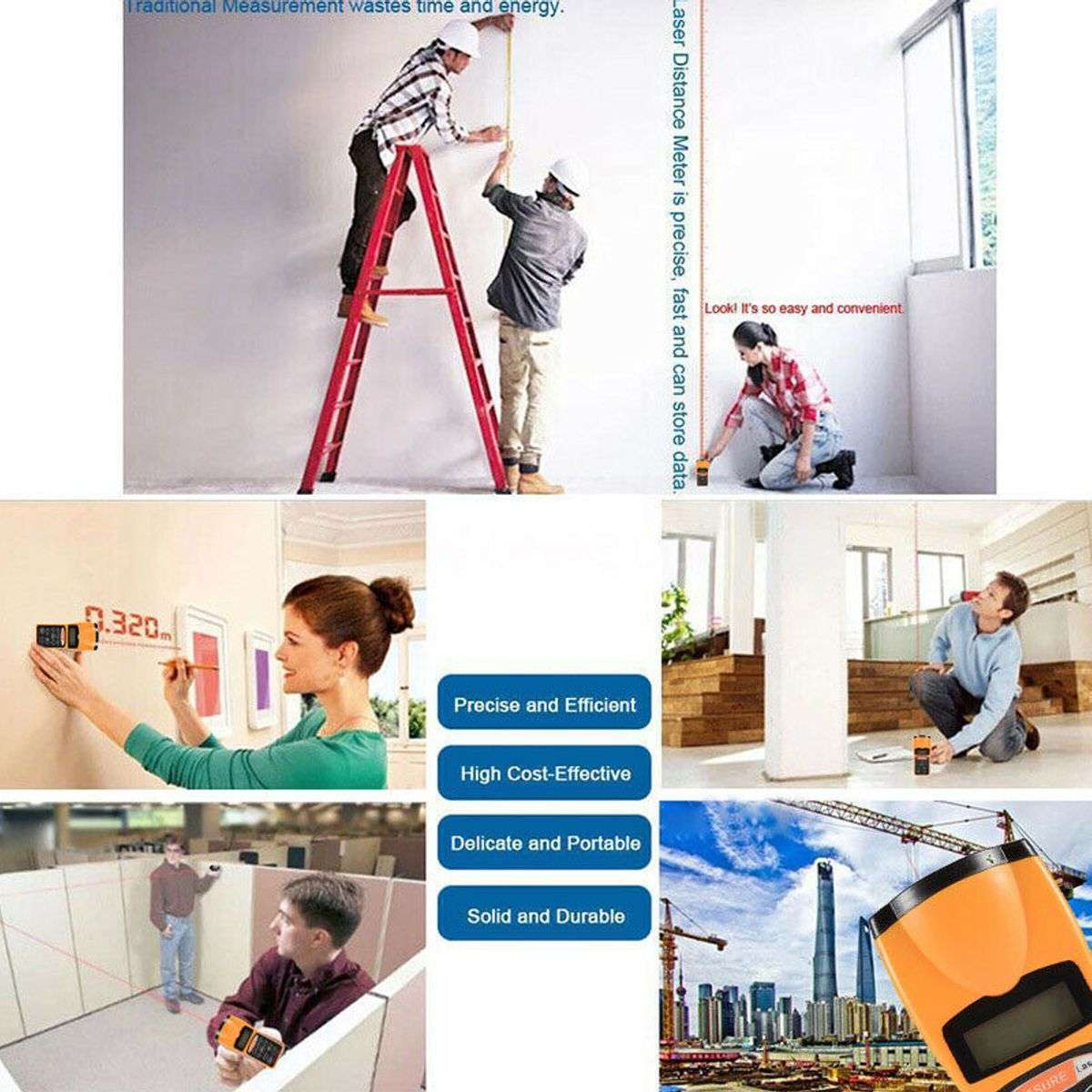 18M Ultrasonic Distance Measurer Laser Point