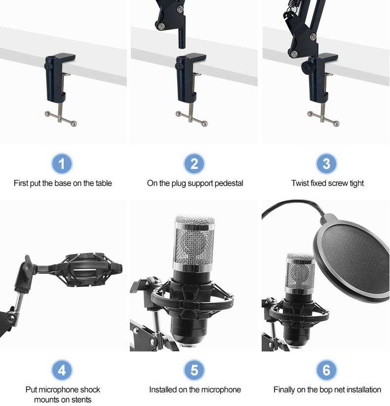 Professional Recording Microphone Stand - Complete Set