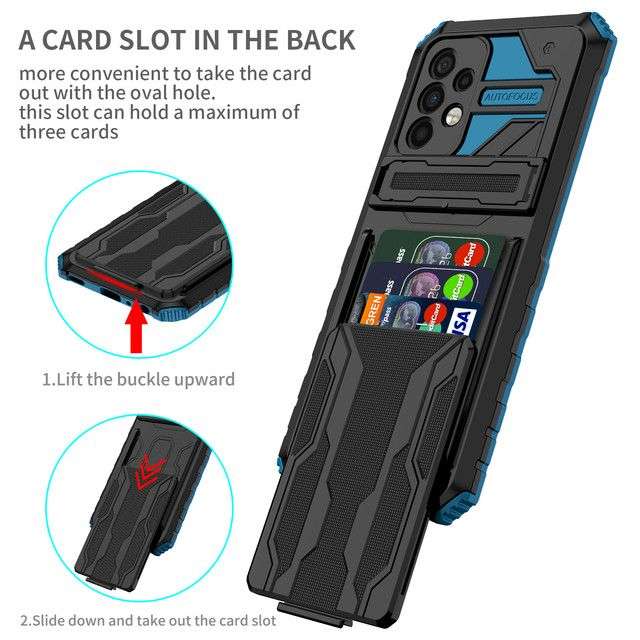 Sliding Hidden Wallet Kickstand Shockproof Heavy Duty Protective Case For Samsung A52
