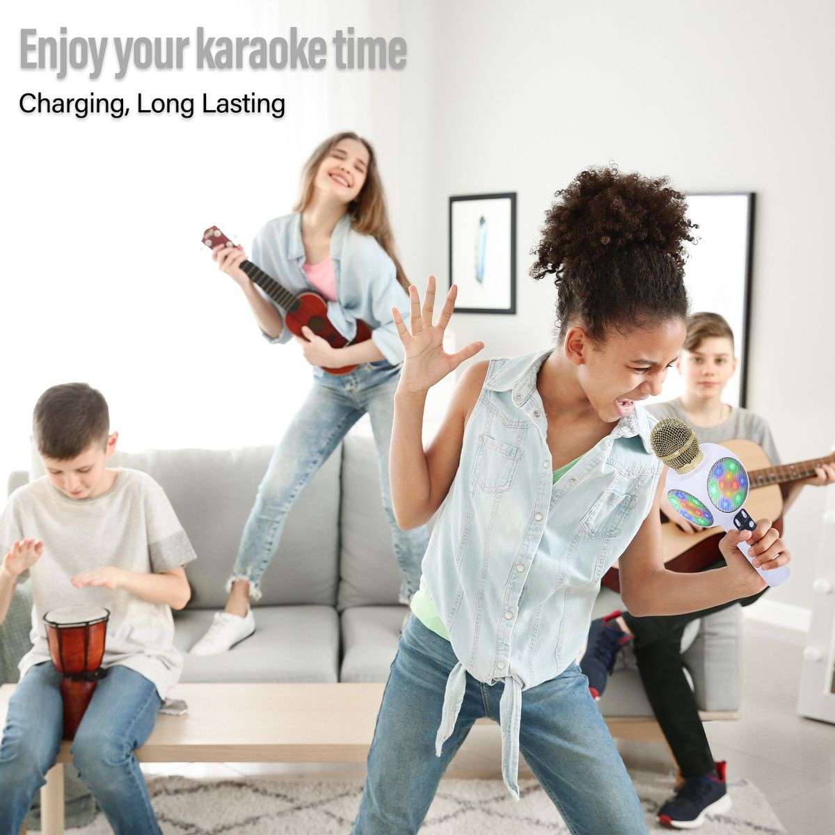 Karaoke Bluetooth Microphone Wireless Bluetooth Karaoke Microphone - White