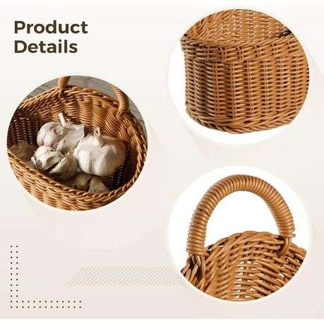Wall-Hanging Wicker Storage Baskets Set of 2