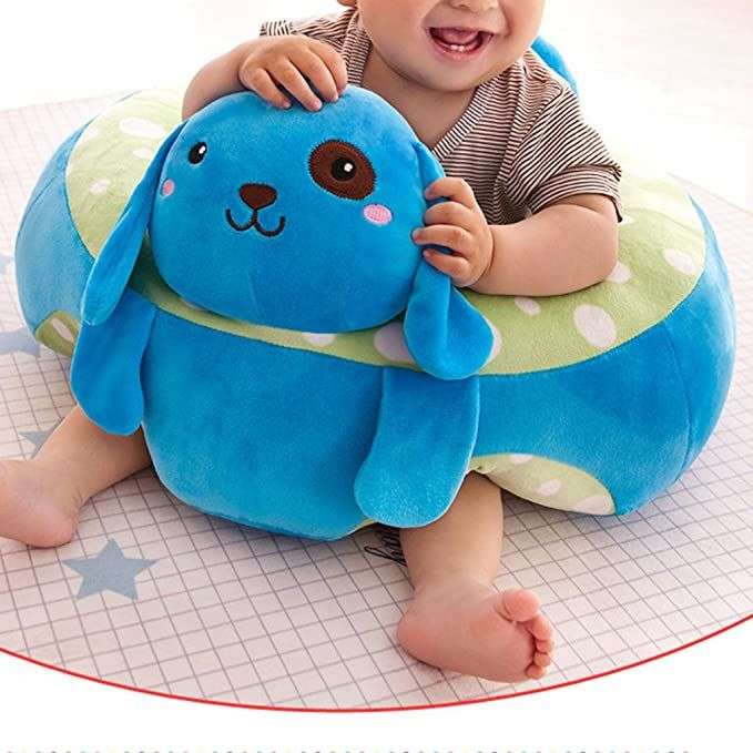 Baby Plush Dog Design Support Seat Sofa Chair - Blue