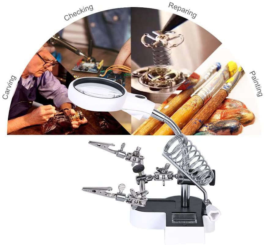 Auxiliary Clamp Magnifier with Adjustable Warm and Cold LED Light