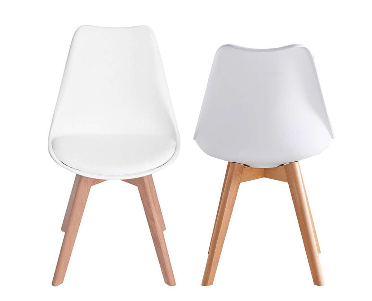 Modern Scandinavian Dining Chair - White- 2 Pack