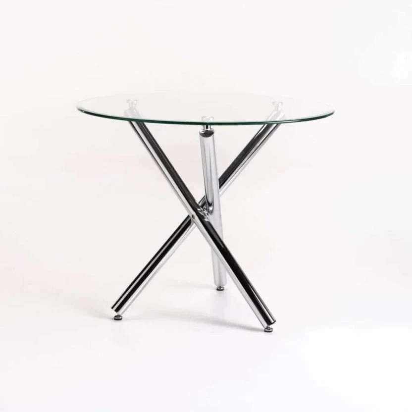 Simple Five-Piece Dining Set, Round Glass Table and Four Chairs