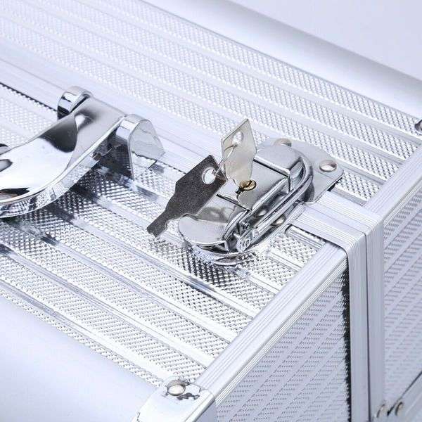 Aluminium Storage Cosmetics Makeup Case - Silver