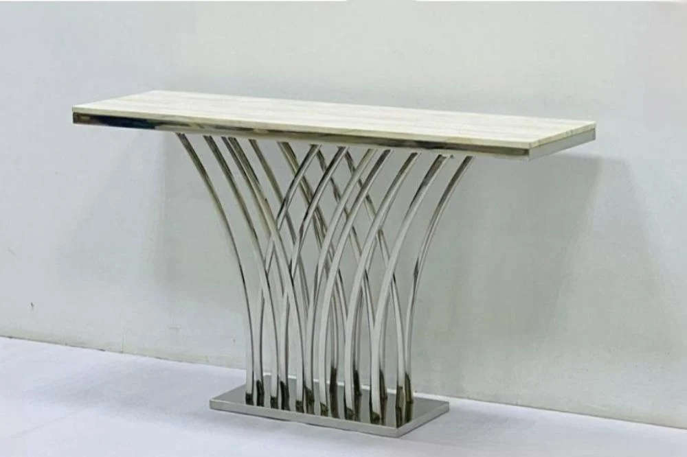 Modern Console Table With Marble Top - Gold