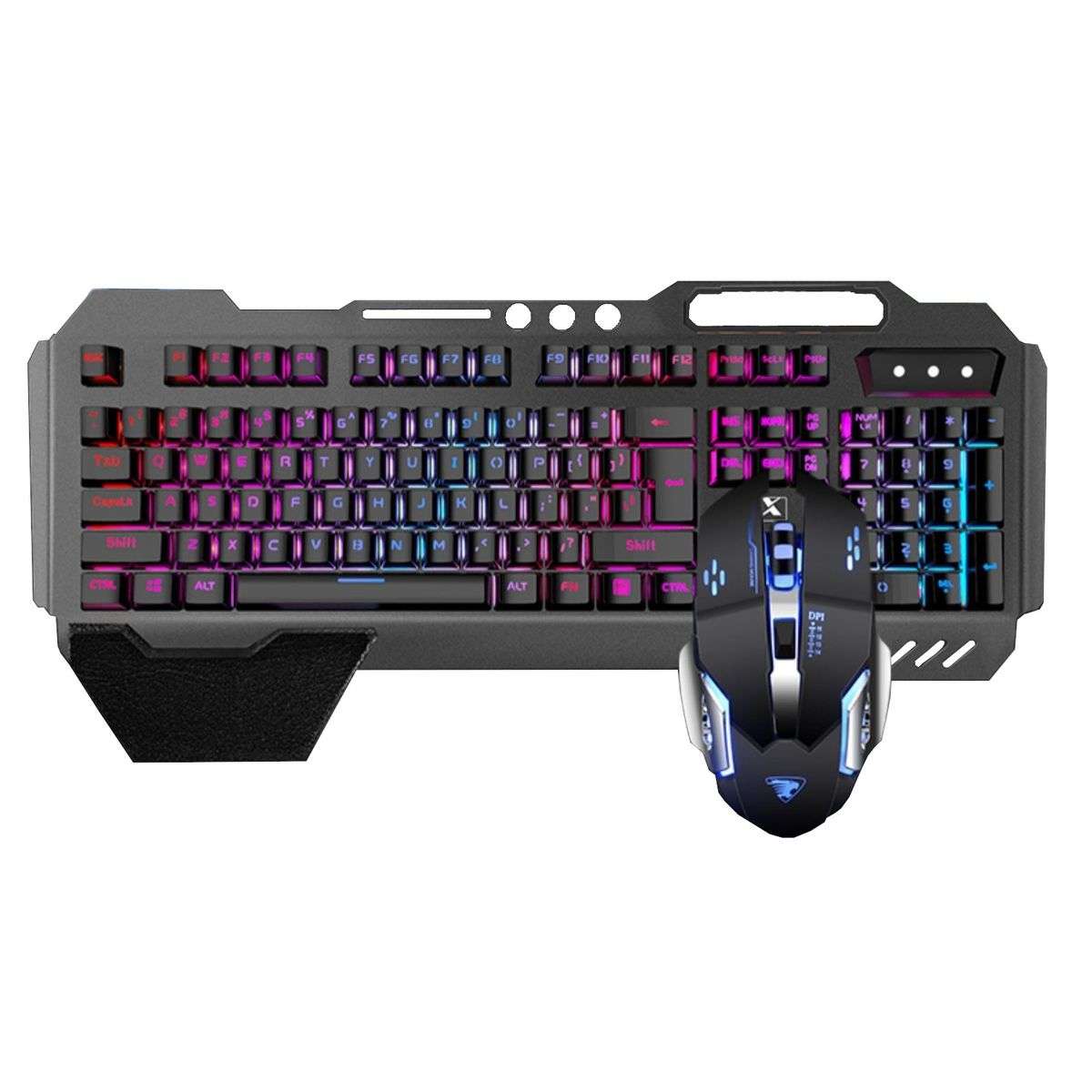 Wireless 2.4G RGB Backlit Mechanical Feel Gaming Keyboard Mouse