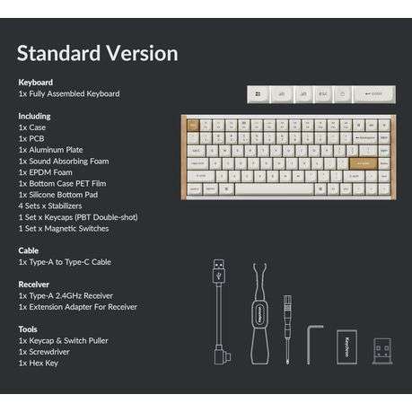 Keychron - K2 HE Wireless Special Edition Magnetic Custom Keyboard | Nebula Switch  White - Ke...