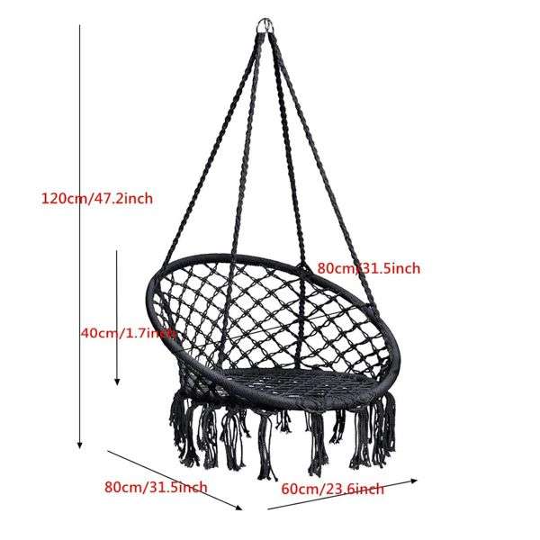 Macrame Hanging Chair Black