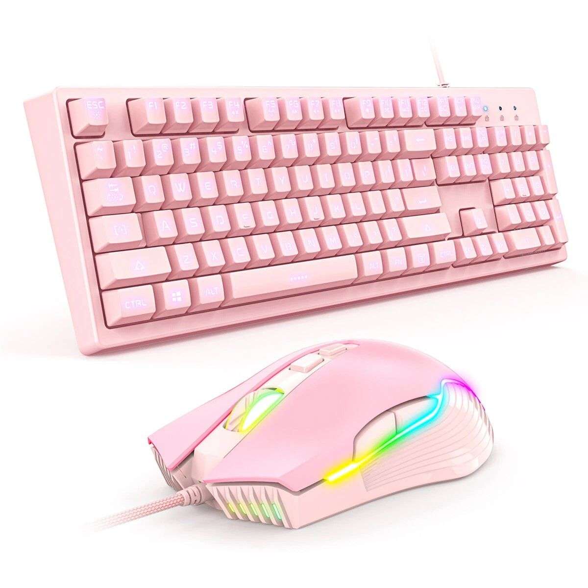 ONIKUMA Pink Spill-resistant G25+CW905 Wired Keyboard & Mouse Set