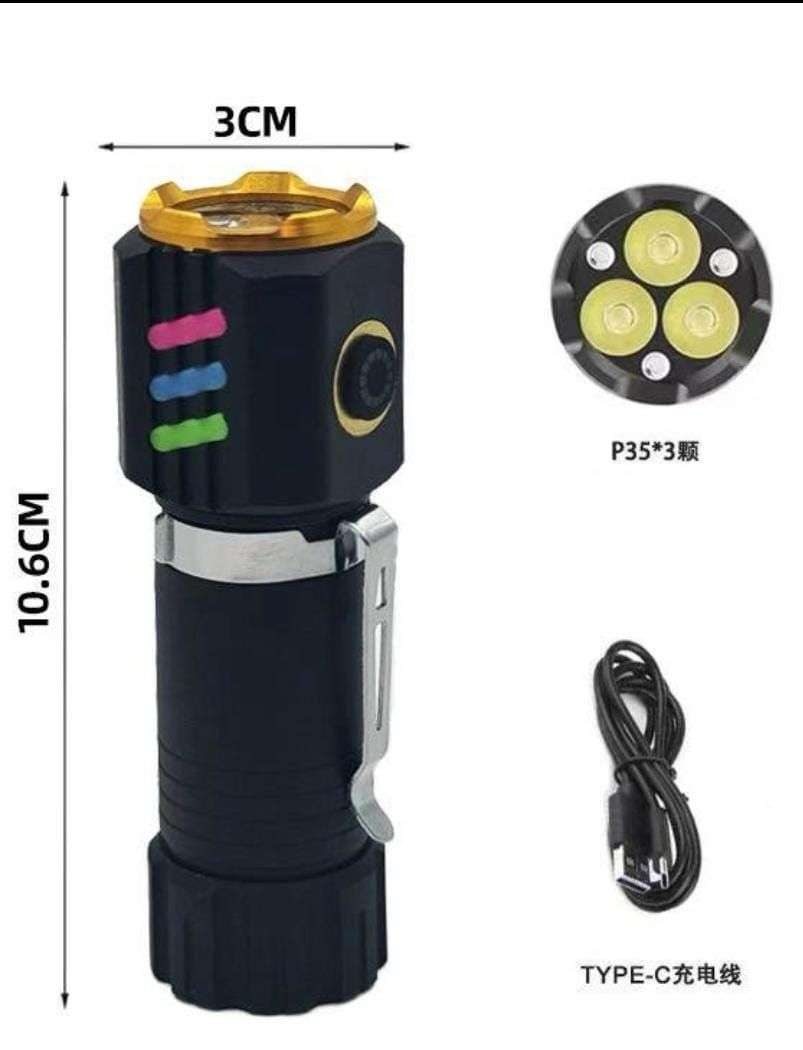 Multifunctional Magnet 3LED Rechargeable Mini Flashlight 301