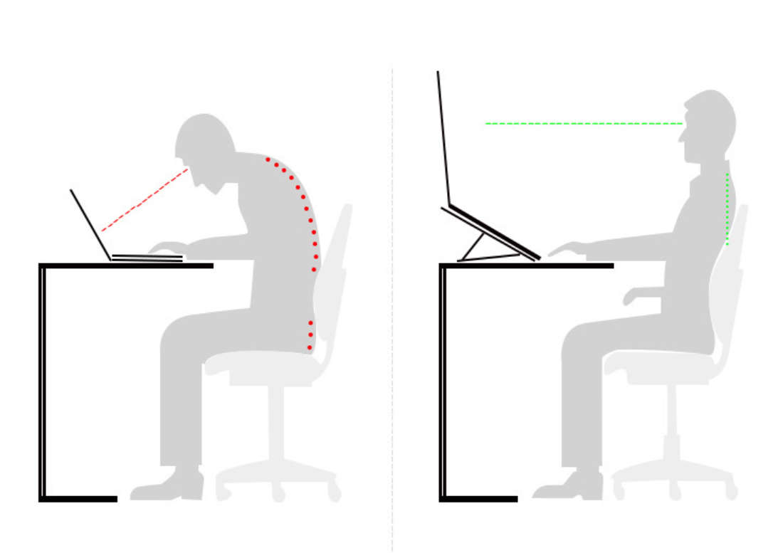 Portable ABS Laptop Stand, Adjustable Height with 10 Levels, Foldable Cooling Base - Black