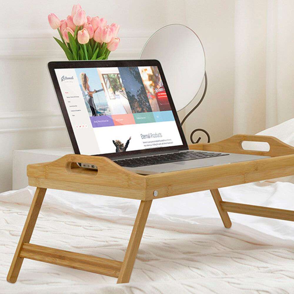 Multi-Purpose Lipped Folding Bamboo Bed Tray and Workstation - 29cm x 50cm (PLEASE READ DESCRIPTION)