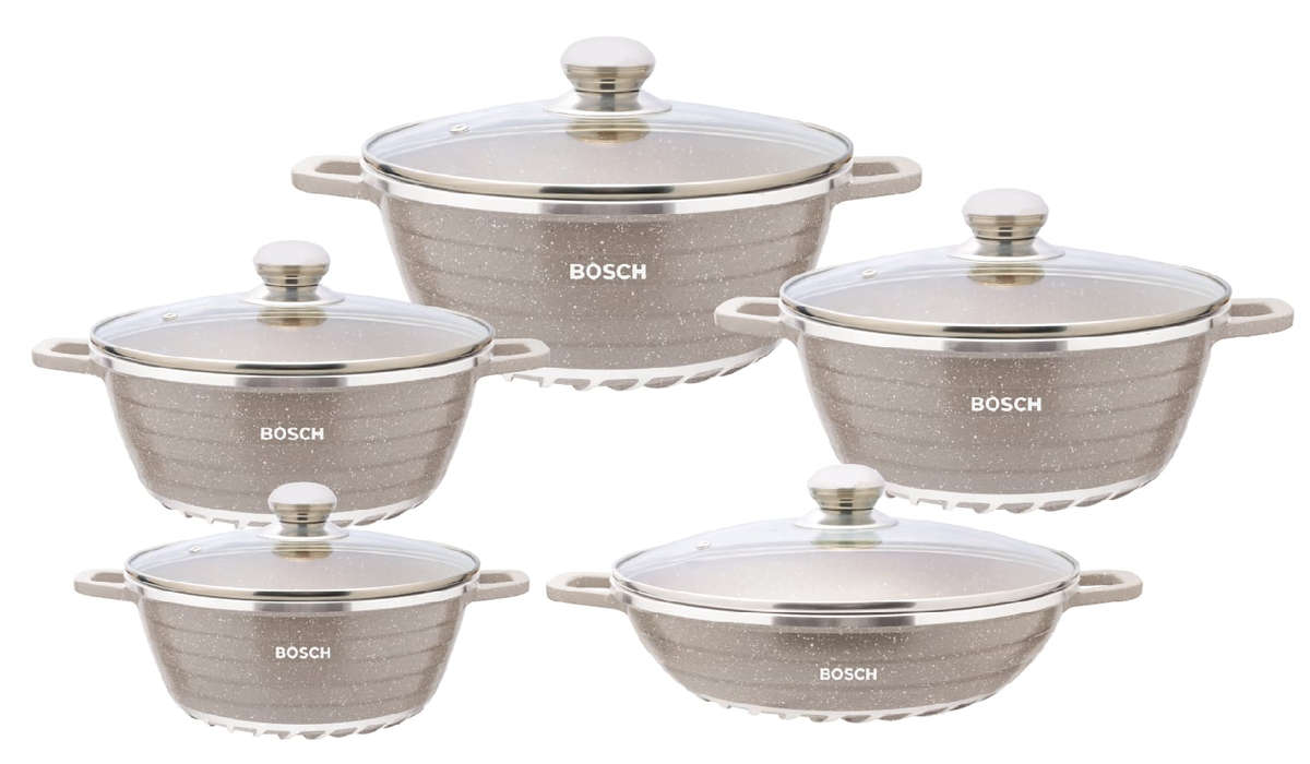 Aluminum Efficiency Non-Stick Induction10 Pot Set - Beige