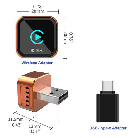 Wireless Smartphone Integration Adapter for CarPlay and Android Auto - USB - Vizia