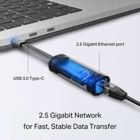 Tp-Link - UE302C USB Type-C to 2.5 Gigabit Ethernet Network Adapter - Tp-Link - UE302C USB Type-C...