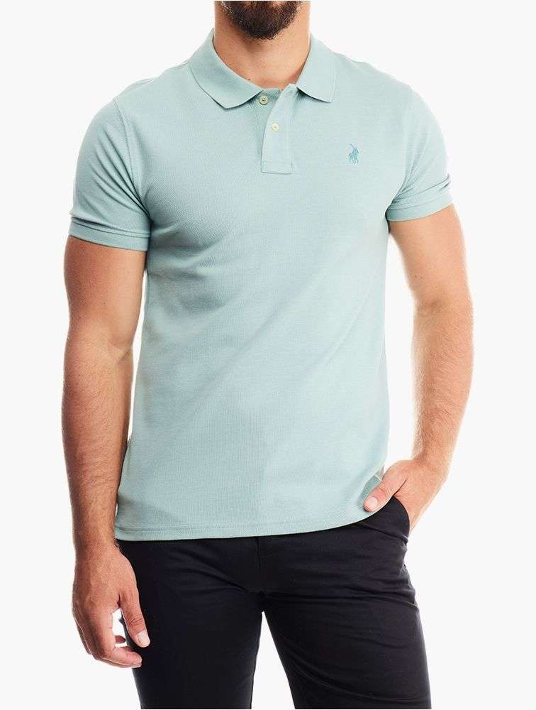 POLO Men`s Classic Pique Short Sleeve Golfer - Aqua