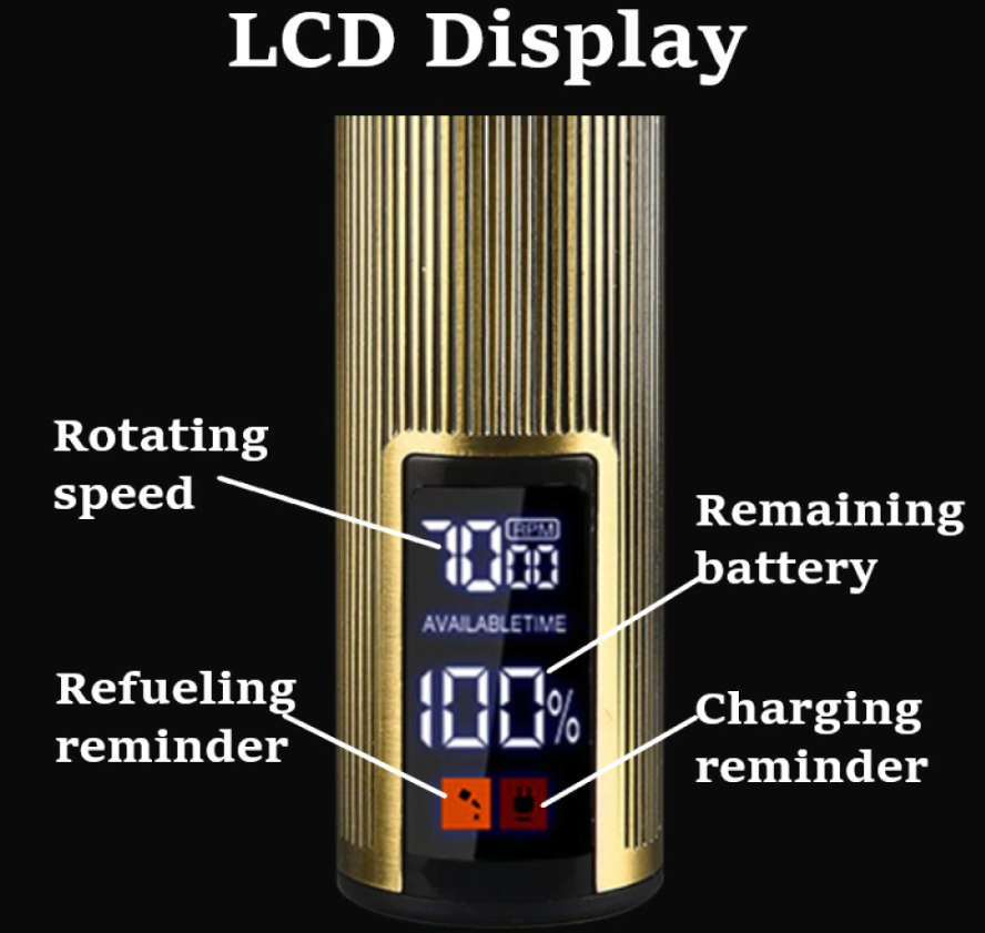 Versatile High Quality Rechargeable Hair Clipper Gold Q-TF10 - with LCD Display Battery & Speed %