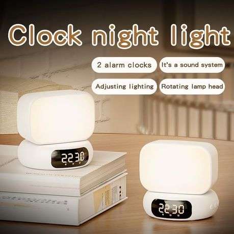 Bluetooth Speaker Alarm Clock with MP3 Player and Night Light Feature.