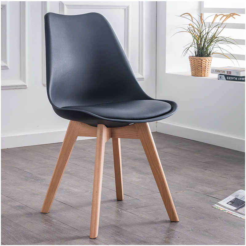 Classy Padded Retro Plastic Dining Chair - Black