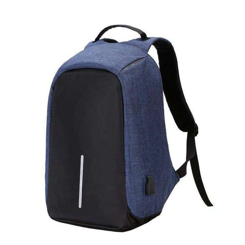 Anti-theft Travel Backpack Laptop School Bag with USB Charging Port - Navy Blue