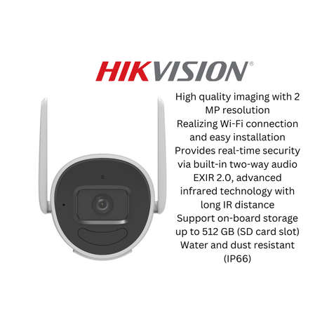 Hikvision - Bullet Wireless Outdoor Security Camera, 2.8mm Lens, 2MP - Hikvision - Bullet Wireles...