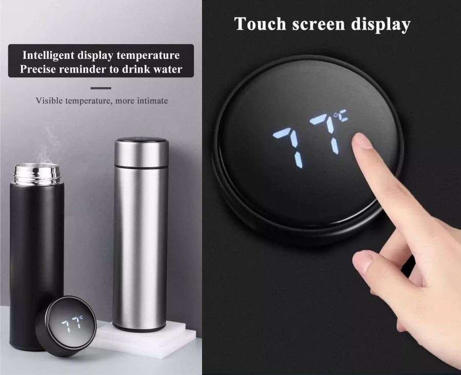 Digital Thermometer Flask - Satin Black - 500ml