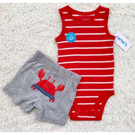 2-Piece Crab Sleeveless Bodysuit & Short Set