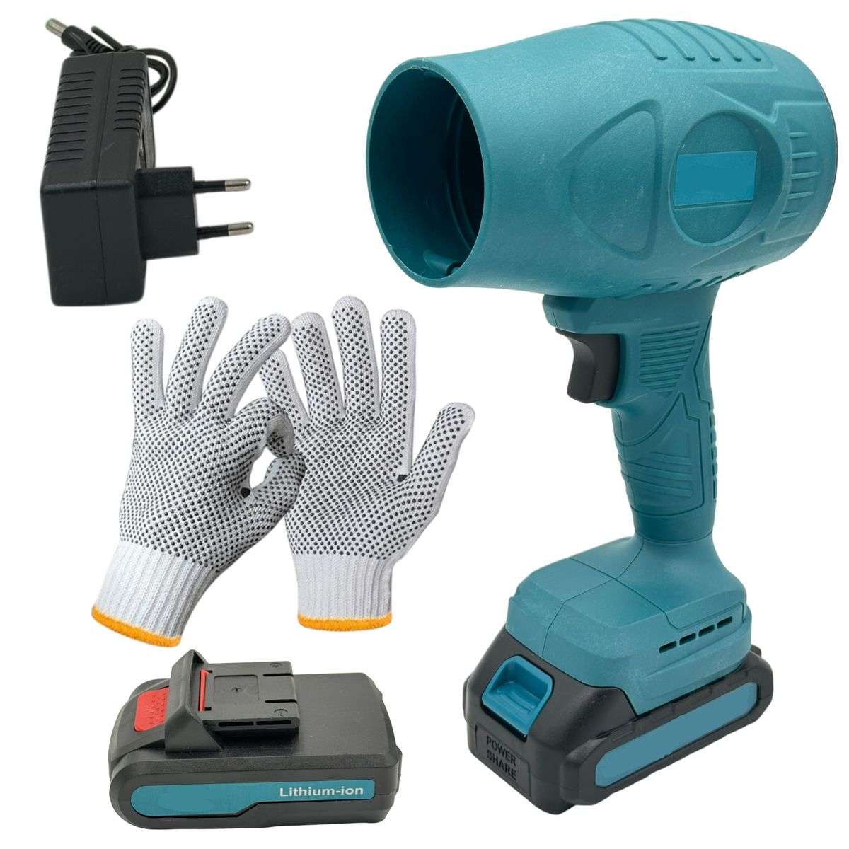 High Power Cordless Turbo Fan Blower With 2 x Battery Charger & Gloves