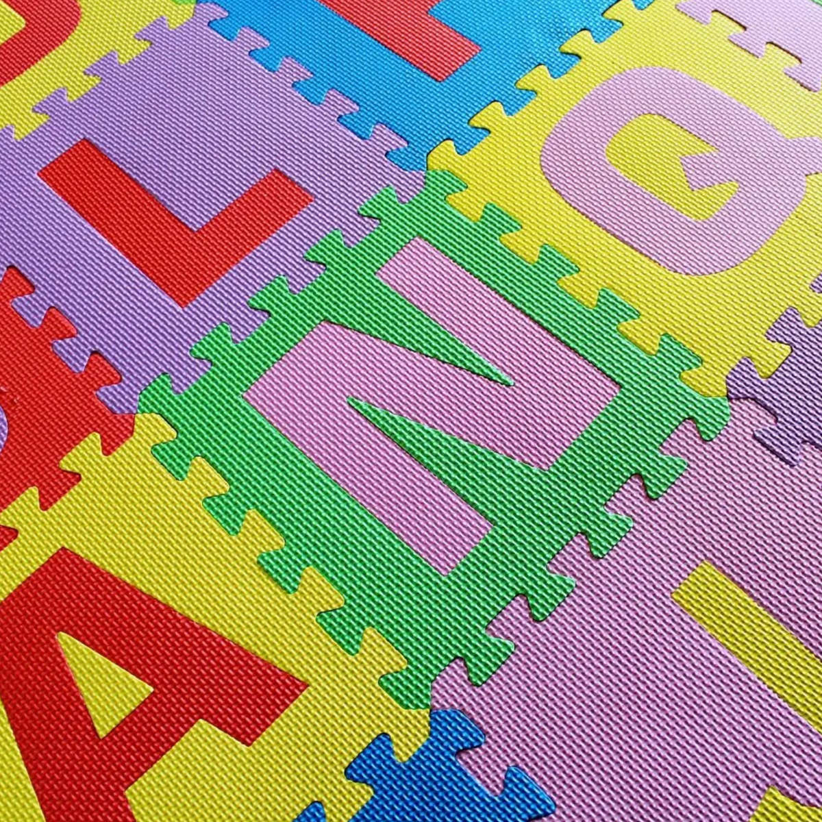 12" x 12" 28Pcs Interlocking Alphabets and Shapes Educational Puzzle Mat