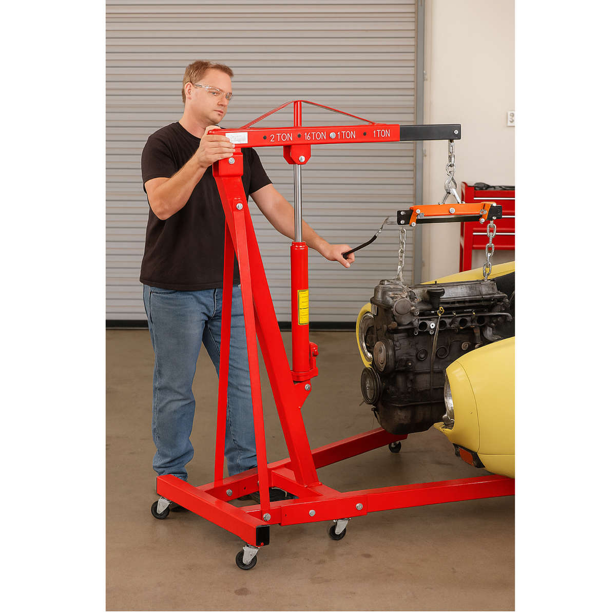 2-Ton Engine Hoist - Folding, Hydraulic, Car Lift