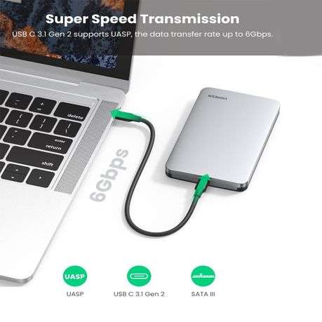 Ugreen - CM300 2.5 inch USB Type-C Hard Drive Enclosure - Silver - Ugreen - CM300 2.5 inch USB Ty...