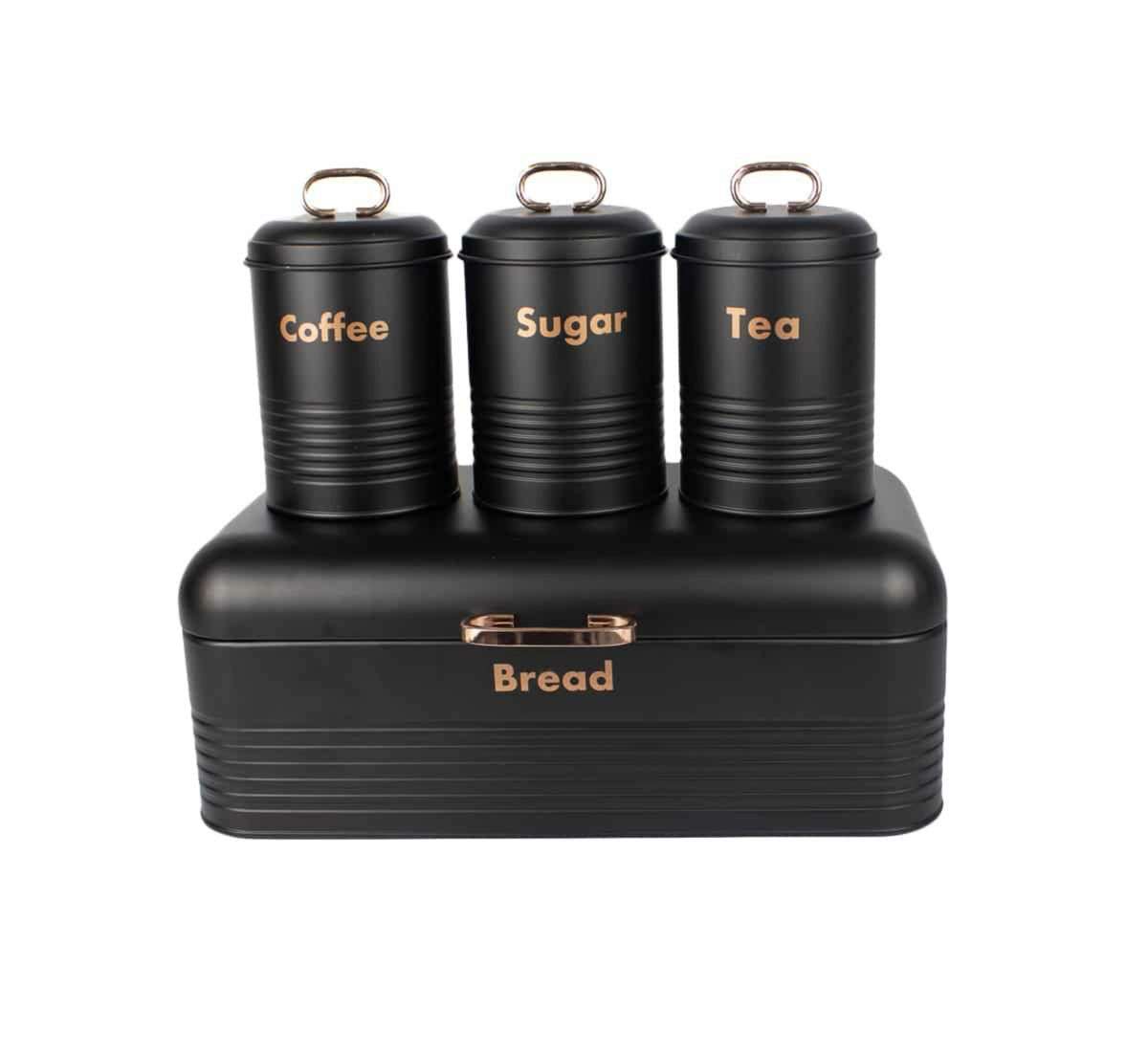 Breadbin Steel Design with 3 Piece Matching Canister Set