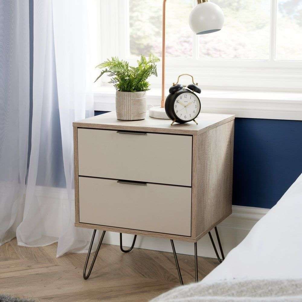 2 Draw Pedestal Engineered Wood Bedside Table - 2 Pack - White