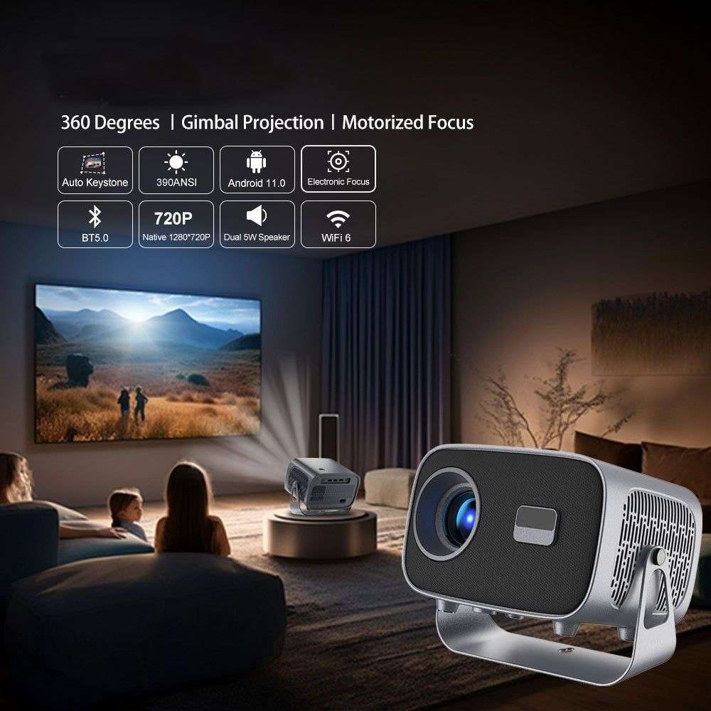 4K Smart Projector with WiFi Auto Focus Portable Home Theater