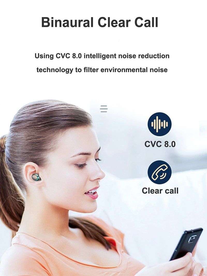 8D HiFi Sound Wireless Bluetooth Earbuds with Powerbank