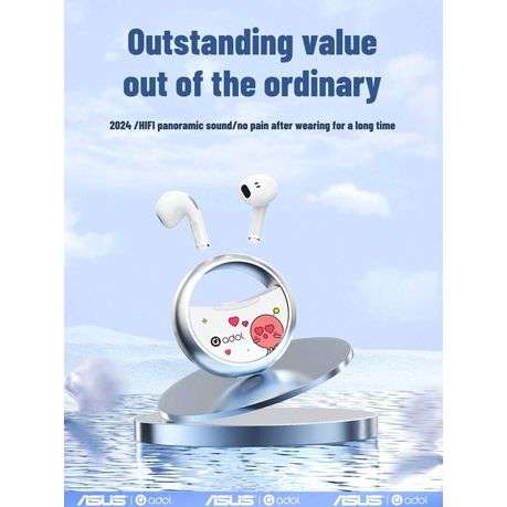 ASUS Adol- Wireless Earbuds With Rotatable Case - White