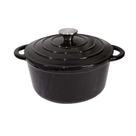 7 Piece Authentic Cast Iron Dutch Oven Cookware Pot Set - Black
