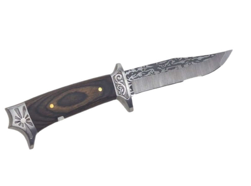 Simulated Damascus Blade Knife With Leather Sheath AC1206