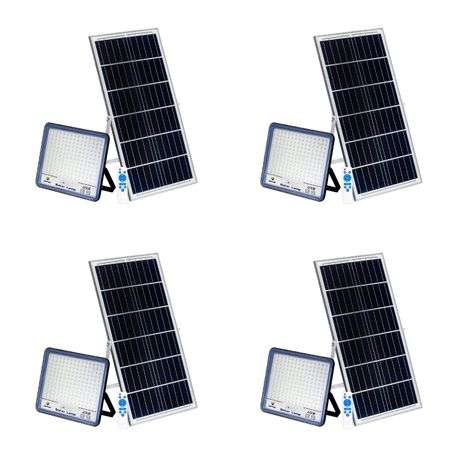 Ecomlight-400W Solar Powered LED Flood Light With Panel & Remote- 4 Pack