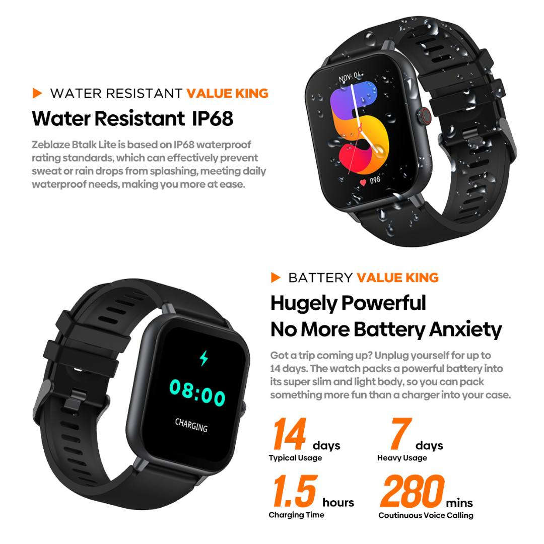 BTALK LITE - IP68 Water Resistant Smart Watch - Black