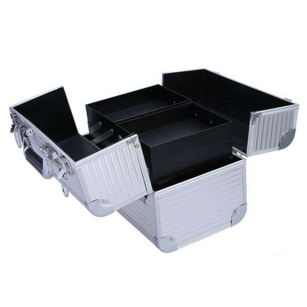 Aluminium Storage Cosmetics Makeup Case - Silver