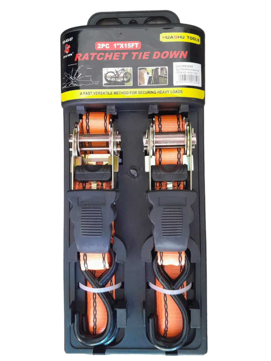 2 Pack Ratchet Tie Down  2pc 1" x 15FT