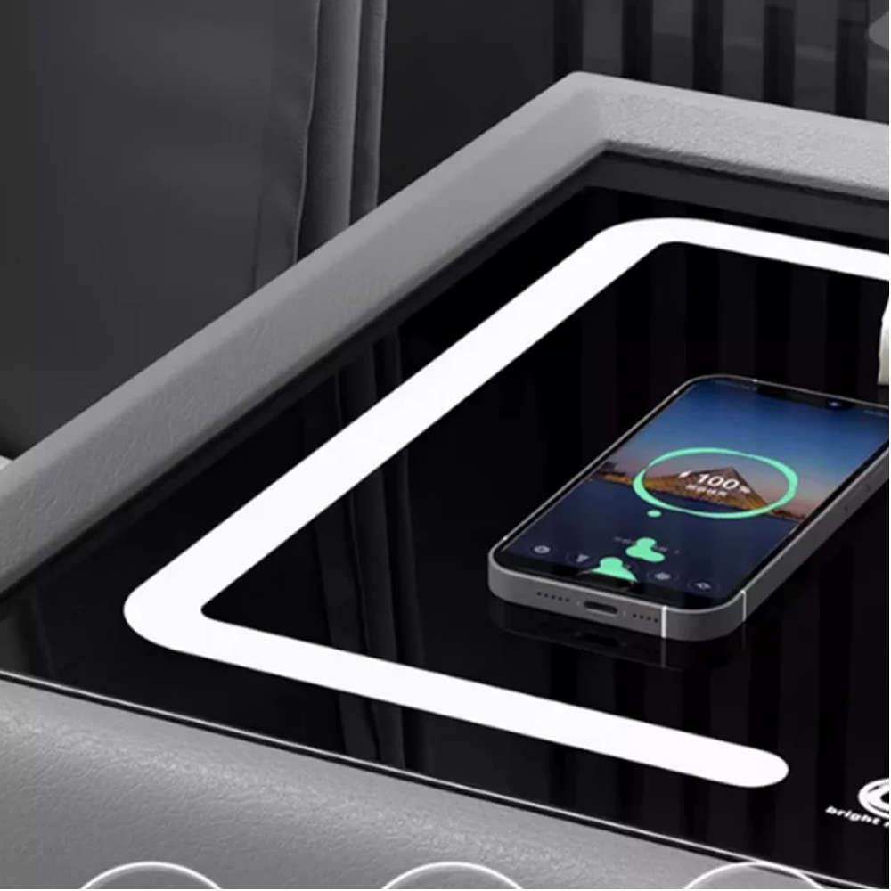 2-Drawers Nightstand with Wireless Charging, Fingerprint, Speaker and LED