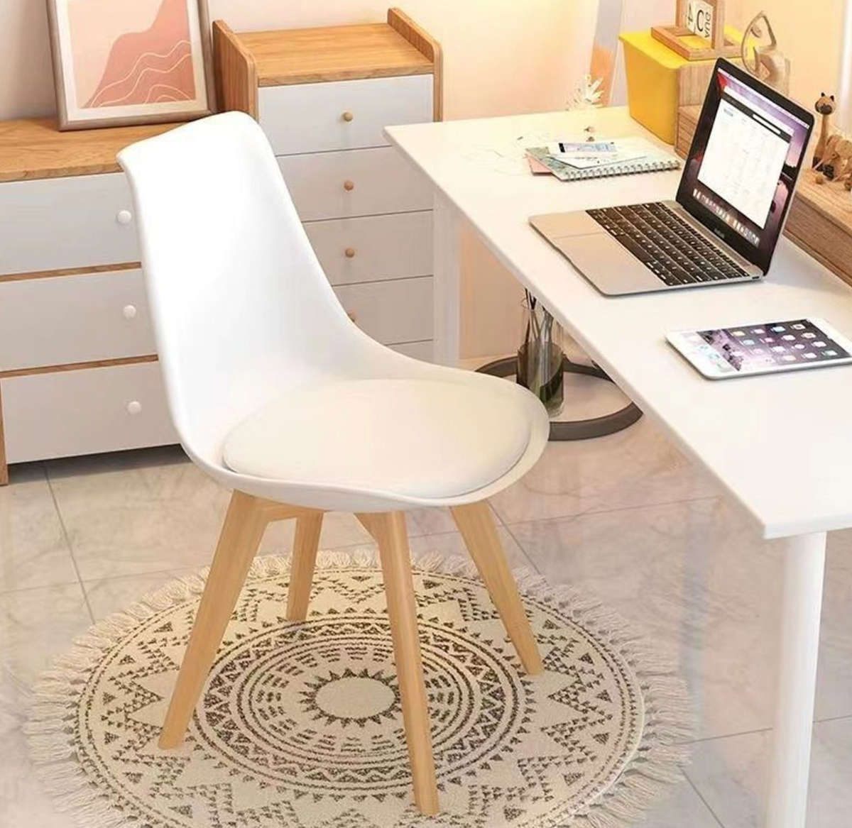 Modern Scandinavian Dining Chair - White- 2 Pack