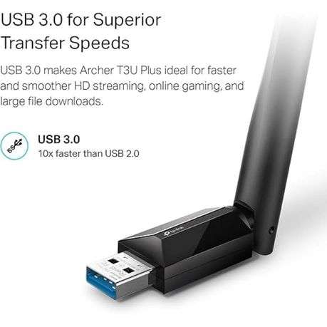 Tp-Link - Archer T3U Plus AC1300 High Gain Wireless Dual-Band USB Adapter - Tp-Link - Archer T3U ...