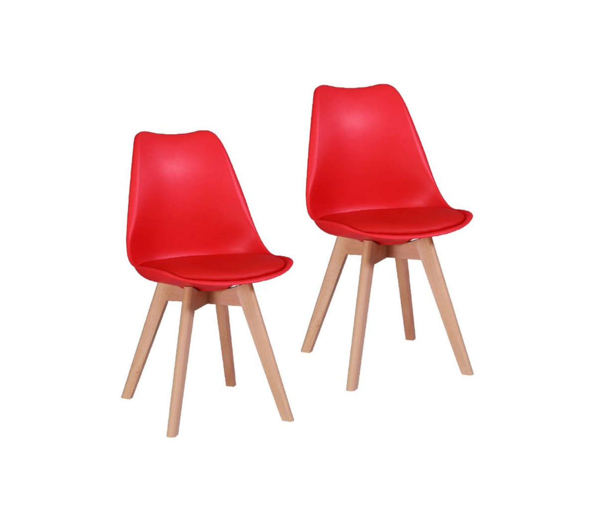 Modern Scandinavian Dining Chair - Red- 2 Pack