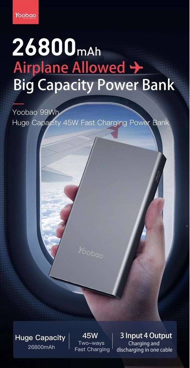 Yoobao 99Wh 26800mAh PD Fast Charging Power Bank